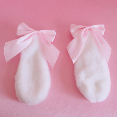 Handmade Lolita Bunny Ear Hair Accessories Lop Bunny Hair Clip Soft Girl Bowknot Plush Bunny Ear Lop Bunny Kc Headwear