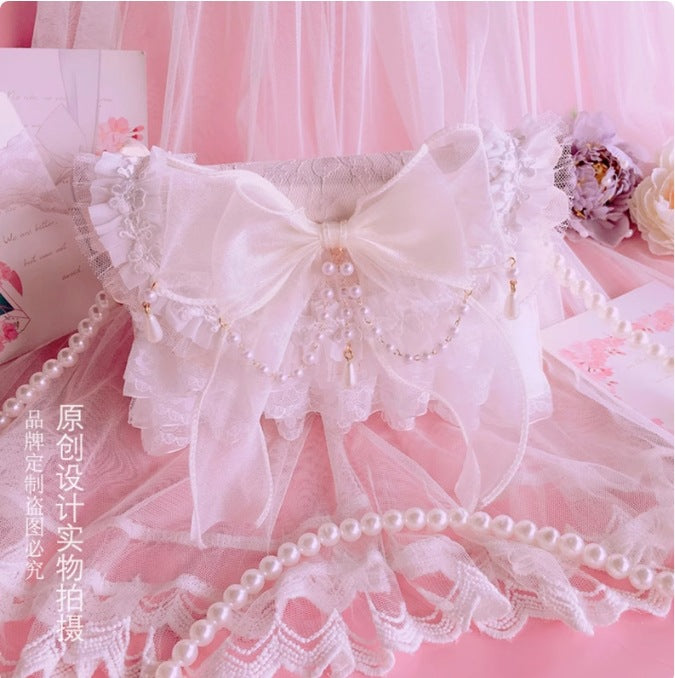 Original Lolita Gentle Girl Lolita Elegant Tea Party Handbag Natural Color Lace Chain Crossbody Bag