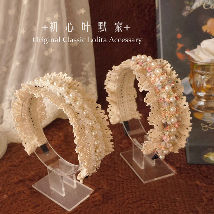 Vintage European Court Style Pearl Headband Lace Headband Beautiful Fairy Lolita Headband Hair Accessory