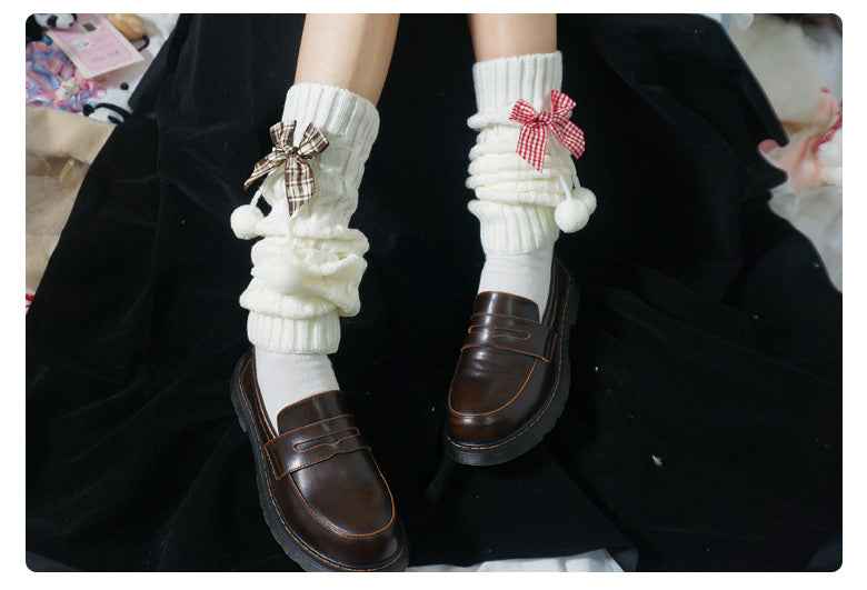 Original Cute Rabbit Ear Fluffy Socks Soft Girl Lolita Japanese JK Style Pom-Pom Bow Leg Warmers Elephant Socks