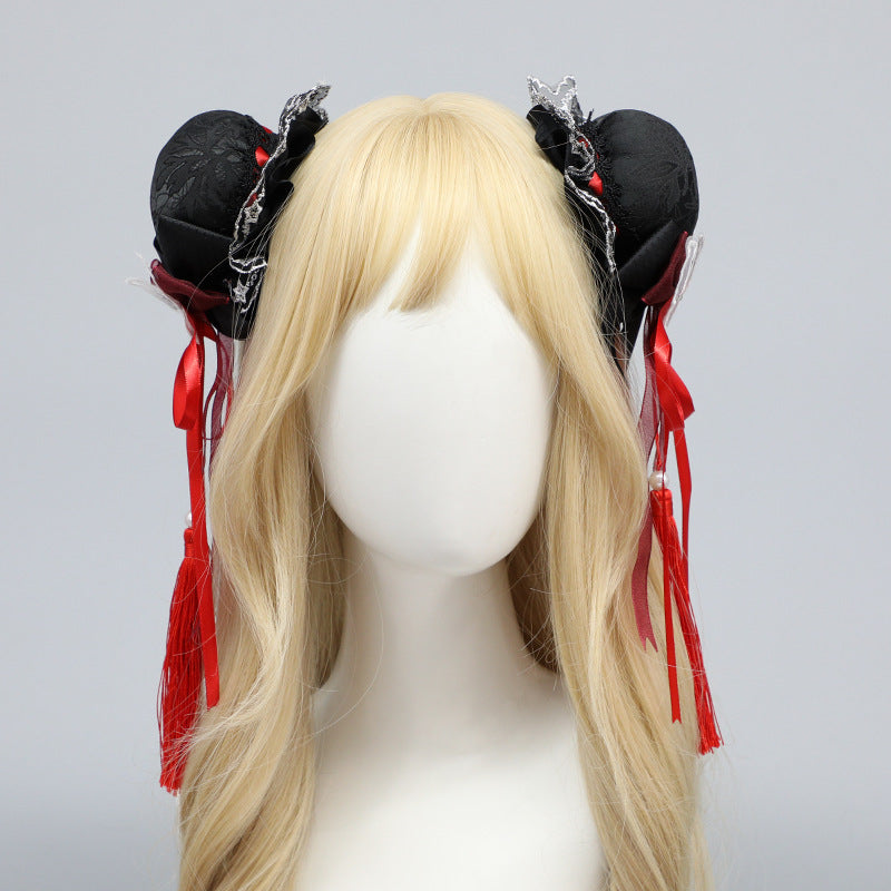 Handmade Lolita Chinese Style Bun Clip - Tassel Lace Bow Hair Ornament