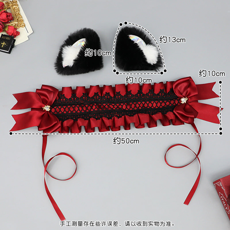 Plush Lace Bow Hair Accessory Lolita Girl Comic Exhibition Headband Party Maid Hair Ornament Sweet Accessories