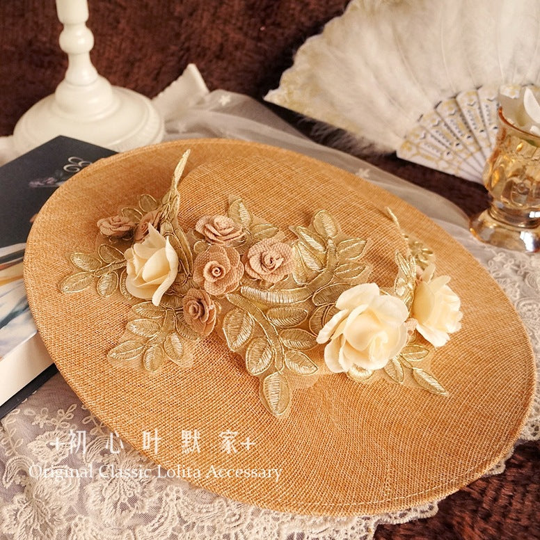 Handmade Bonnet Straw Hat Lolita Tea Party Pastoral French Style Vintage Photo Hat Classical Hat