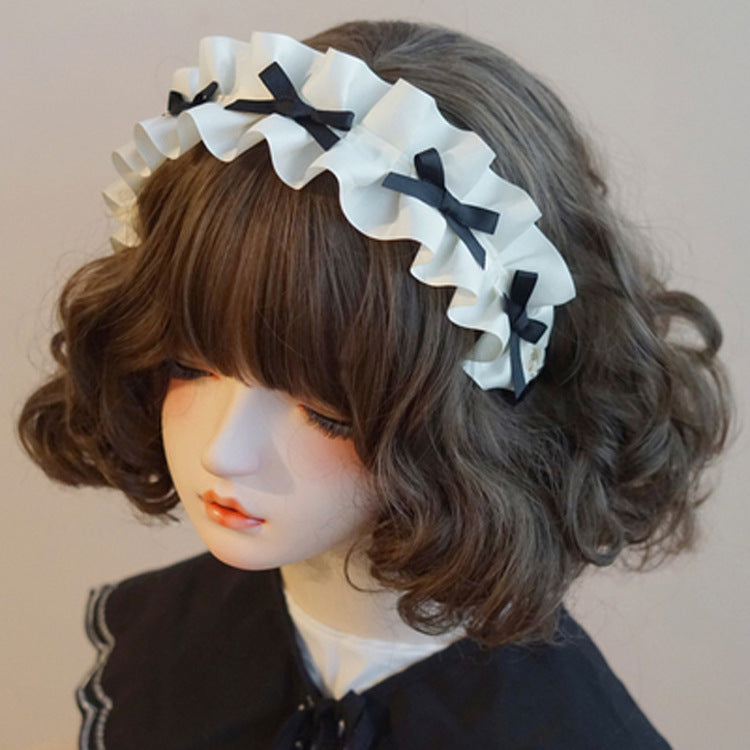Original Handmade Satin Bow Hairband Lolita Girl Black Bow Hair Accessory