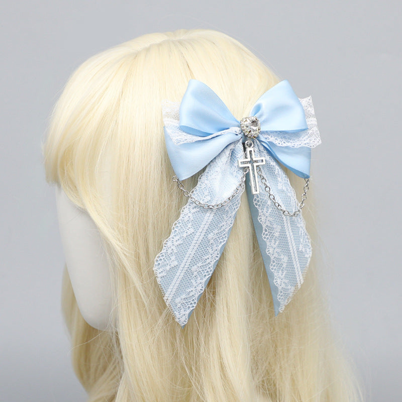 Original Mass-Produced Handmade Hair Accessories Japanese JK Lolita Cross Lace Bowknot Hair Clips Hair Accessories