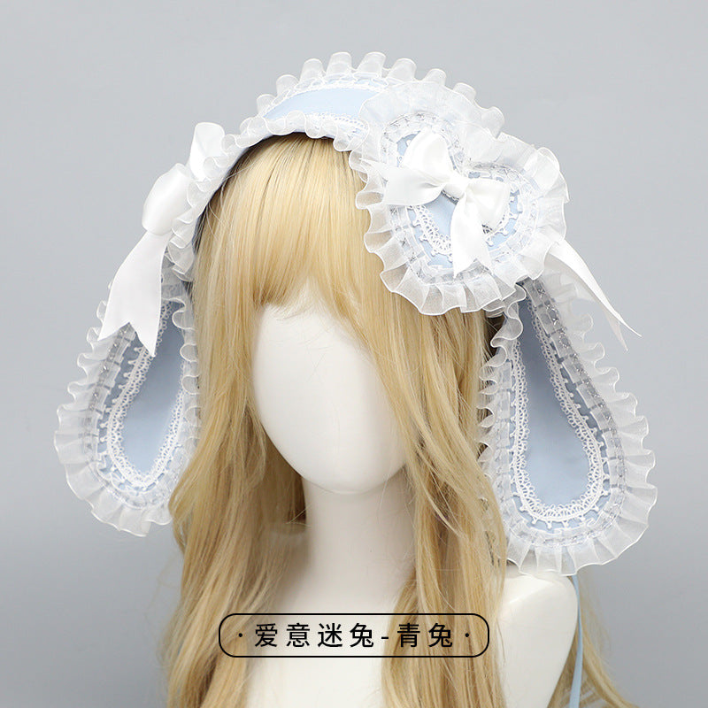 Lolita Love Bunny Hairband - Original Lop Ear Bowknot (Black/White/Pink/Blue)