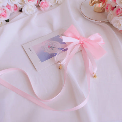 Girl's Bowknot Long Ribbon Bell Hair Clip Sweet Cute Lolita Hair Accessory