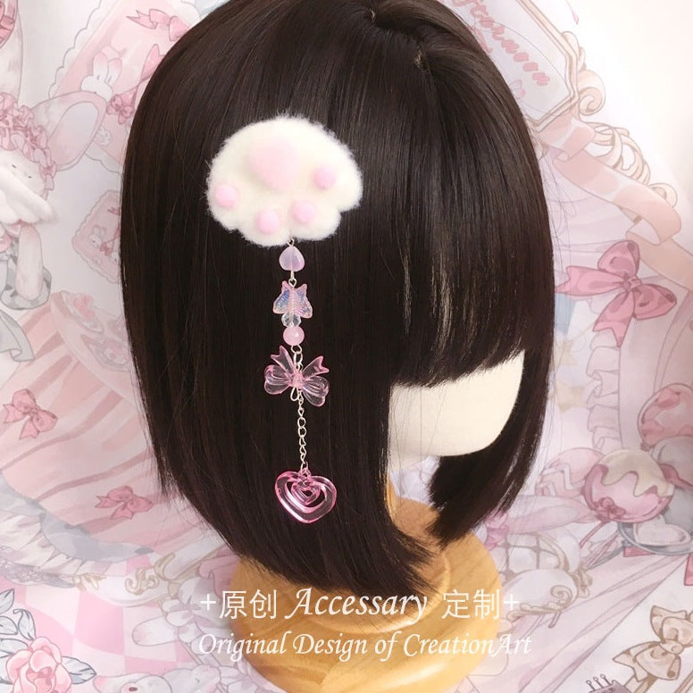 Handmade Ap Strawberry Pink Bear Ears KC Headband Bowknot Hair Accessory Lolita Cute Bear Headband