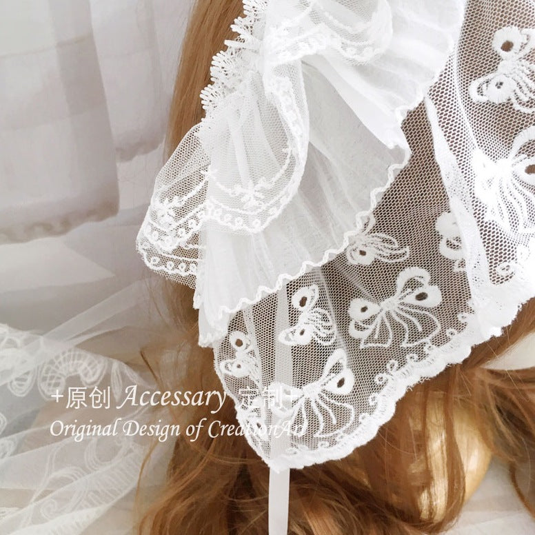 Senyu Self-Made Double-Layer Lace Veil Lolita Headband Bnt French Style Girl Lace Hat