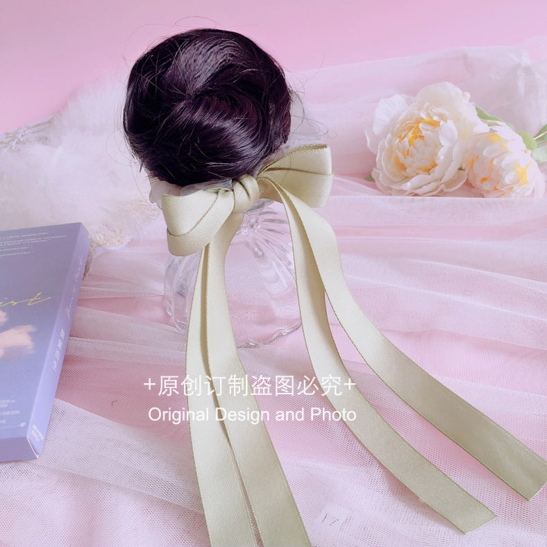 Homemade Lolita Wig Hair Bun Chinese Style Ribbon Bun National Style Girl Tassel Bun Hair Clip