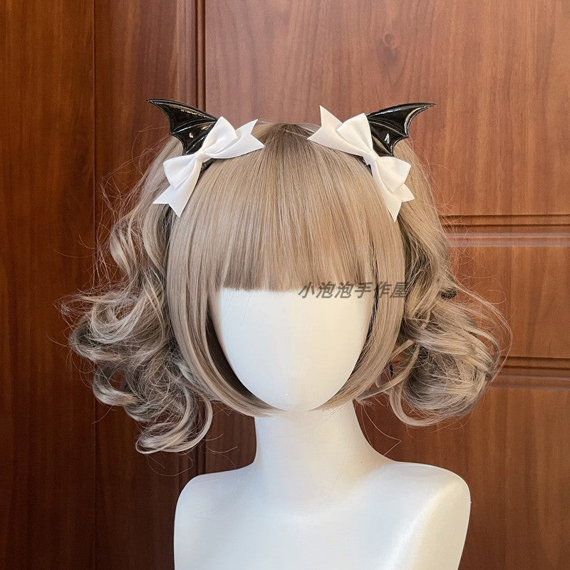 Black Devil Wings Hair Clip Bat Side Clip Bowknot Quirky Halloween Headwear Lolita Gothic Subculture