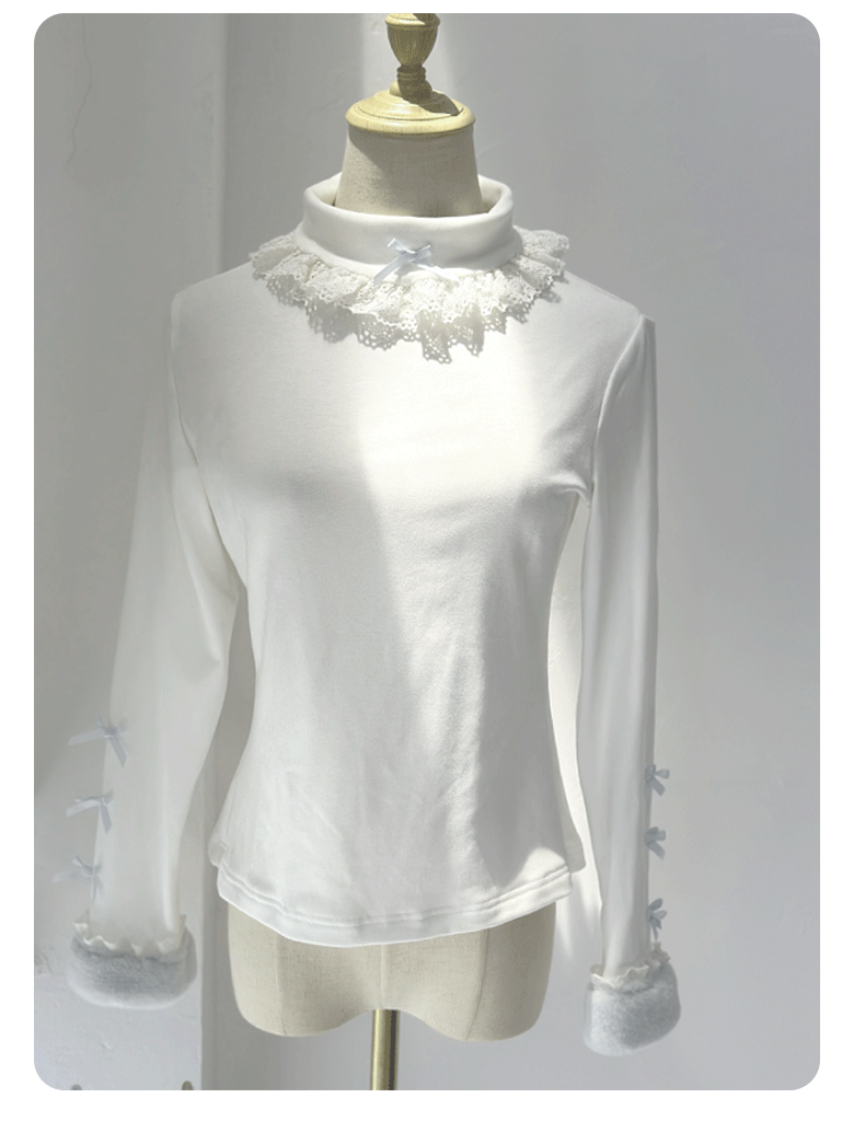 Zhijinyuan “Soft Sweetheart” Lolita Inner Top | Autumn Winter Long - Sleeve Turtleneck with Thin Fleece