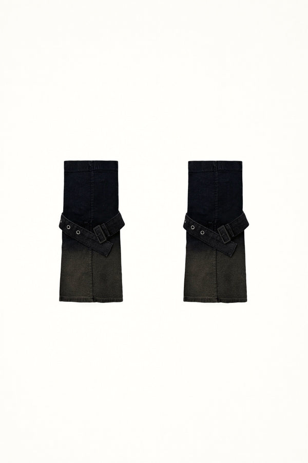 White Socks - Denim Strap - Mid-Calf Leg Warmers