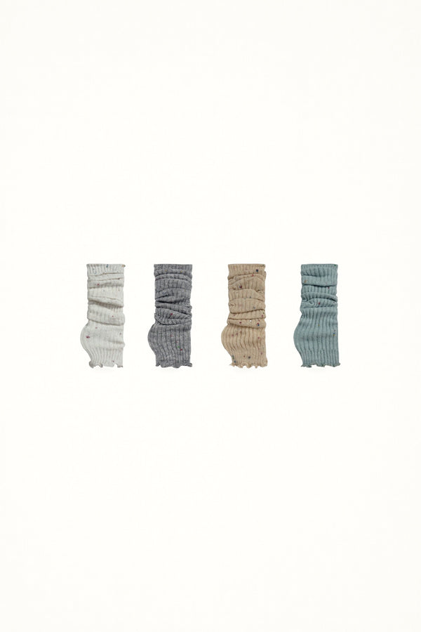 White Socks - Speckled Ribbed - Knit Leg Warmers