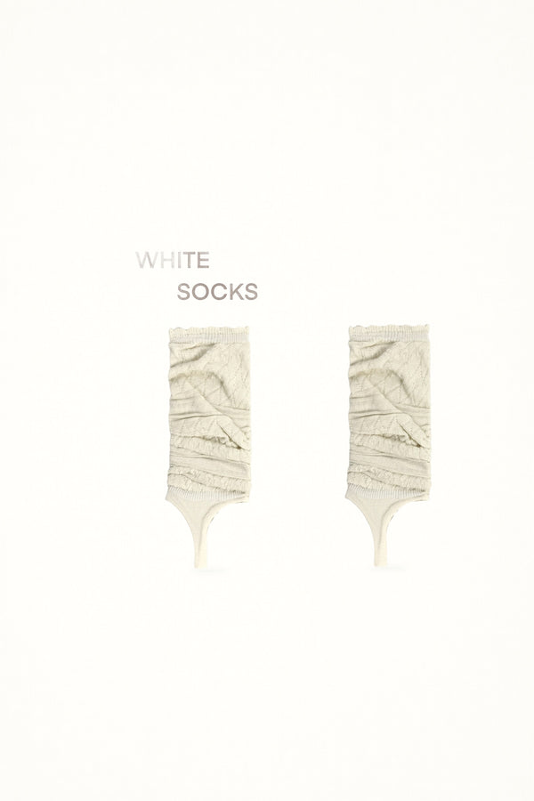 White Socks - Openwork Slouchy Knit - Sock Covers