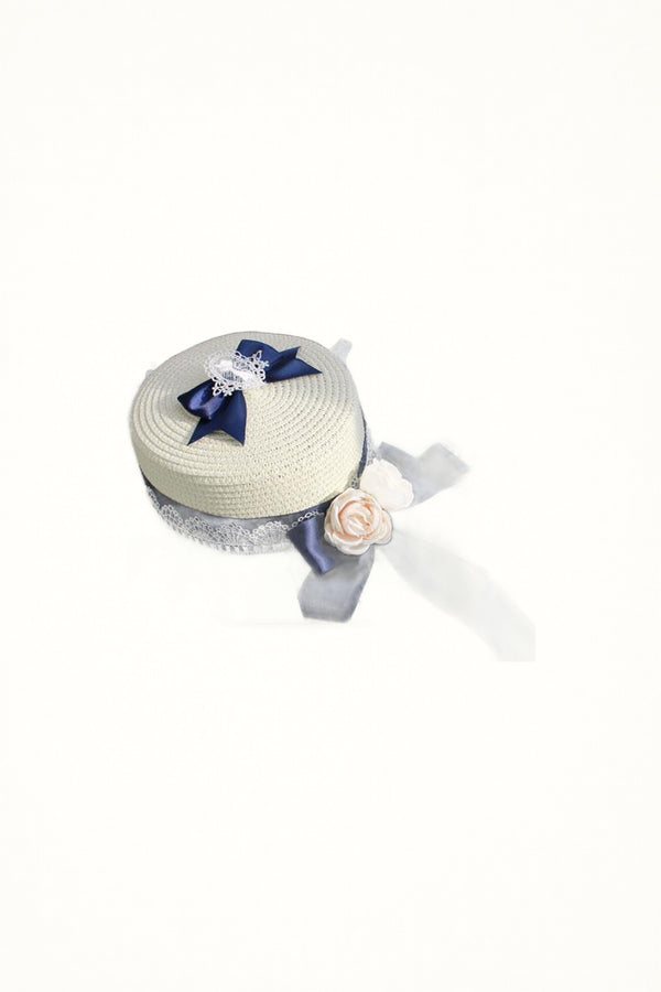Bowknot Floral Straw Sun Hat - Headwear