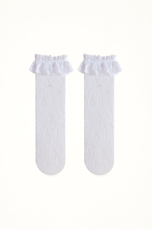 Lace-trim slouch socks