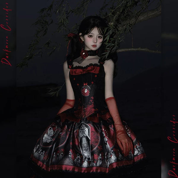 Caged Bird Hotel - Dark Moon Corridor - Gothic Skirt with Bustier and Bow Train Options