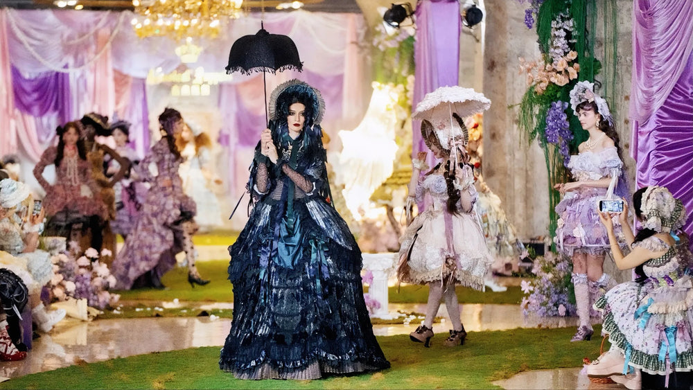 A Lolita fashion runway and community scene used as the hero image for a beginner culture guide.