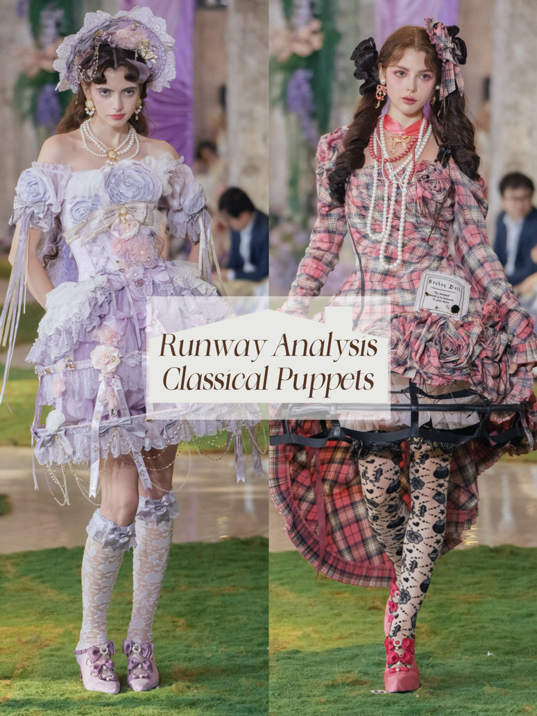 Classical Puppets runway cover collage with lilac and rose-and-black Lolita looks.