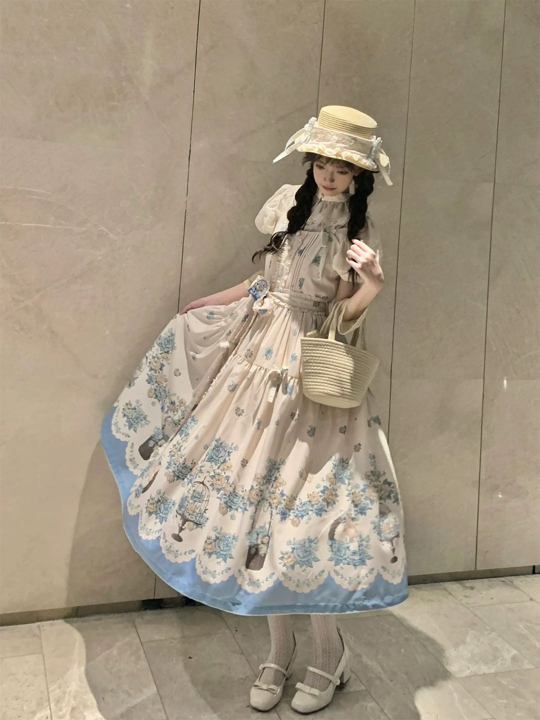 DreamWhale梦鲸原创设计 花鸟系列蓝鸟 JSK on the official catalogue model