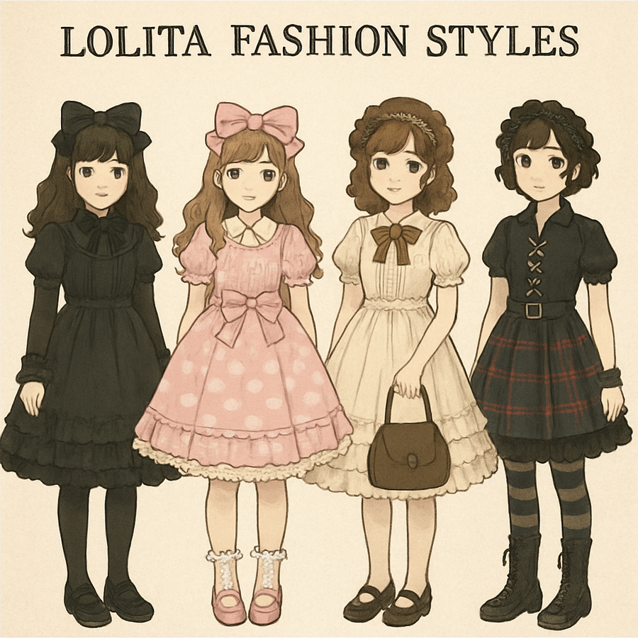 Visual comparison of Sweet, Gothic, Classic, Wa, Qi, and Ouji styling