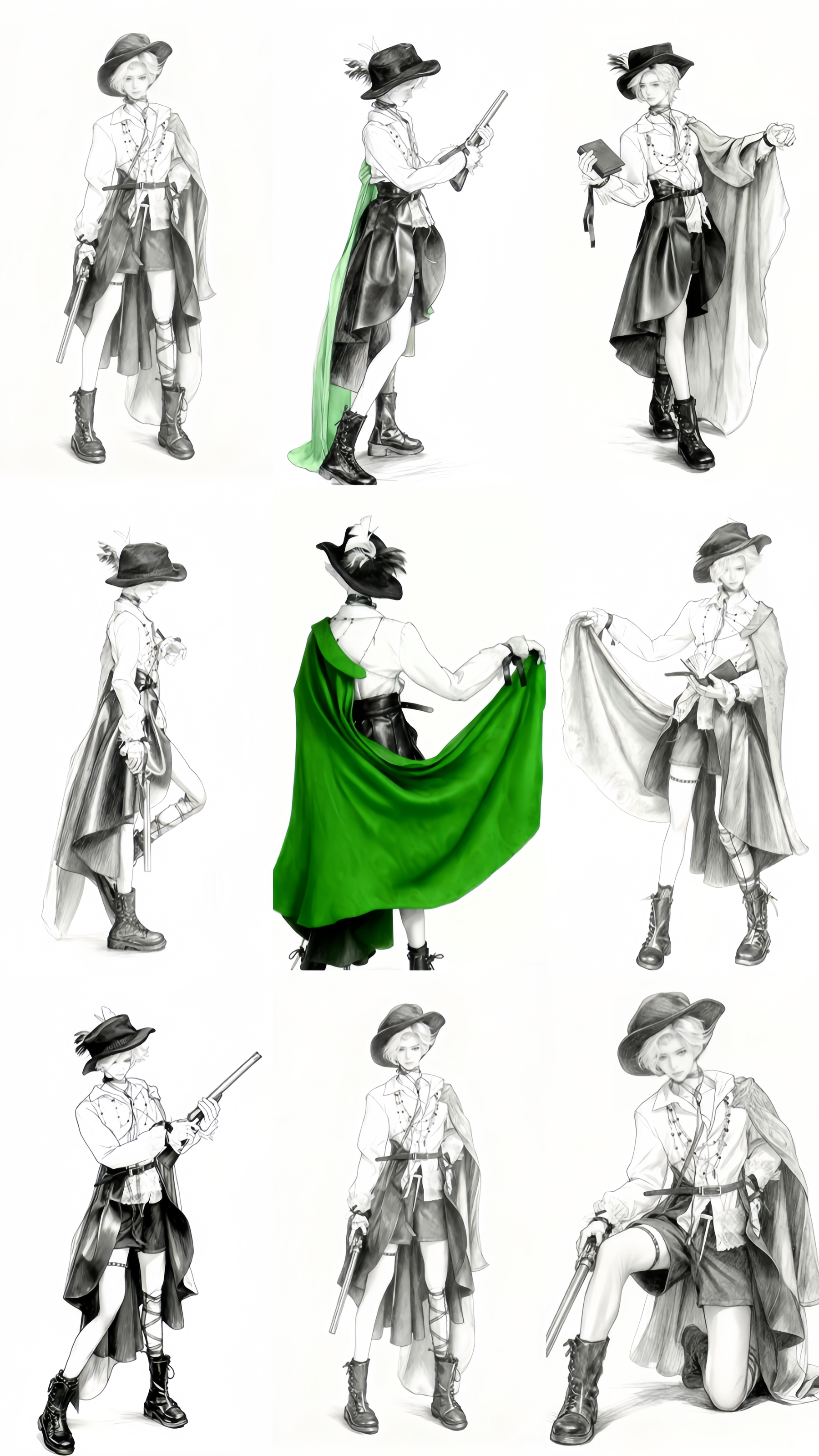 Ouji coordinate posing examples for structured jackets and capes