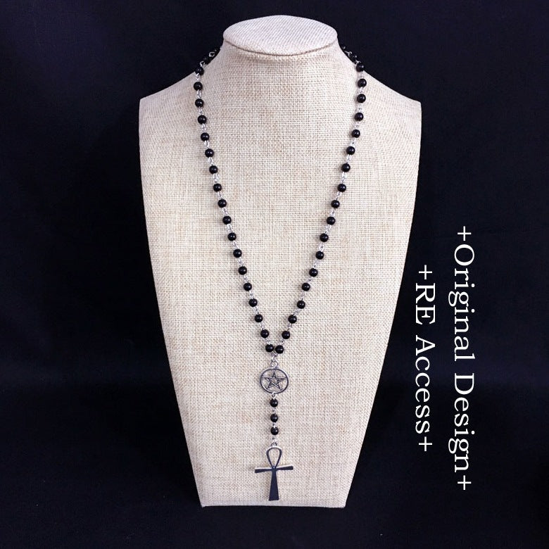 Dark Retro Lolita Cross Long Necklace - Ins Style Dark Girl Subculture Accessory