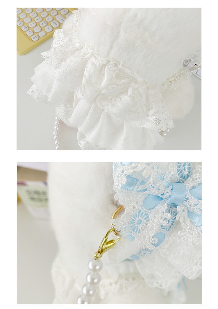 Lop-Eared Bunny Lolita Pearl Chain Doll Bag – 2025 Cute Bow Plush Shoulder Bag