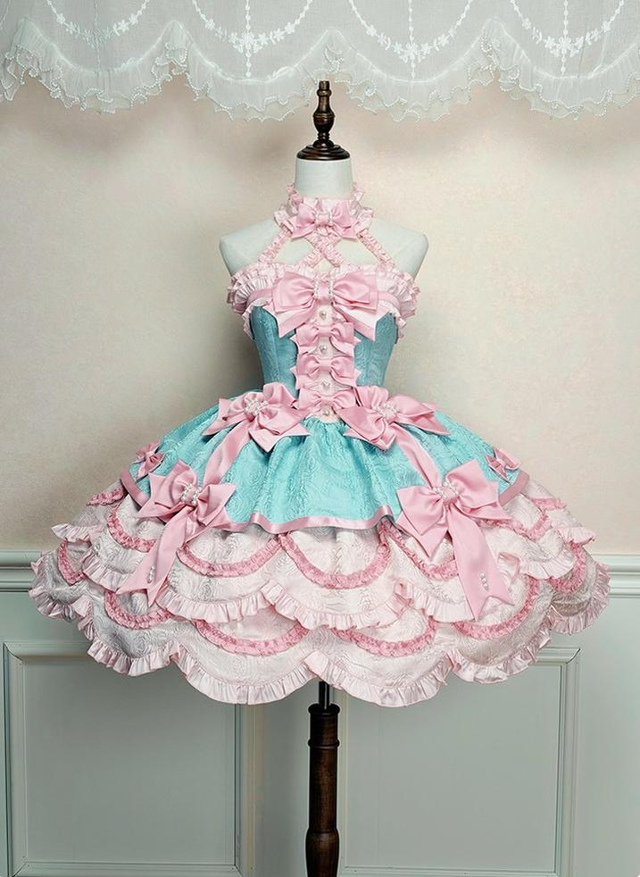 Alice Girl - Sweetheart Petal - Sweet Lolita Petal Hem JSK Dress, Halter Neckline