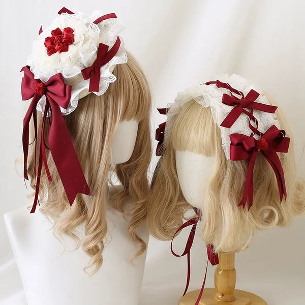 Xiaogui - Elegant Lolita Hairband Dark Red - Headwear Headwear