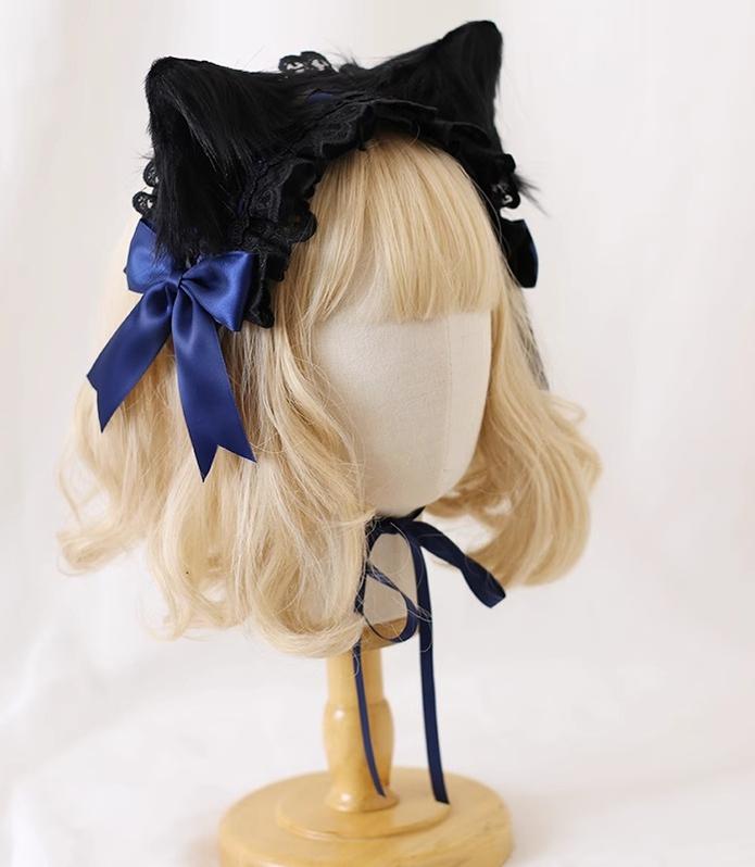 Xiaogui - Gothic Lolita Headband Cat Ear - Hairpin Headwear