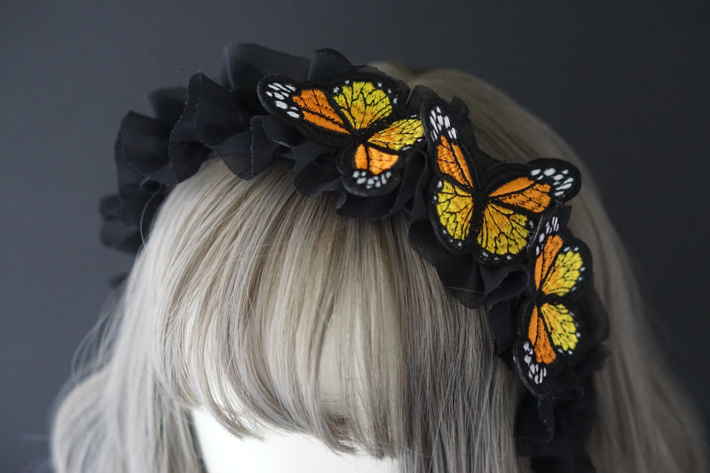 Original Handmade Lace Butterfly Headband - Dark Gothic Lolita Hair Accessory | Photography Prop