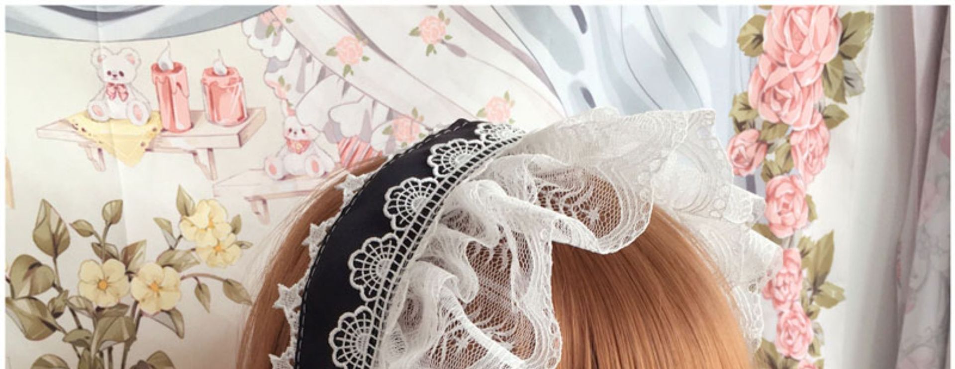 Japanese Retro Handmade Lolita Headband Lolita Style Lace Hair Accessory Sweet Versatile Dark Style KC Hair Ornament