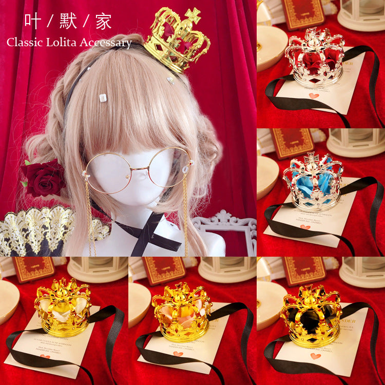 Lolita Tiara King Queen Coronation Gold Silver Rose Cute Lolita COS Crown Tiara - Lolita Fetch