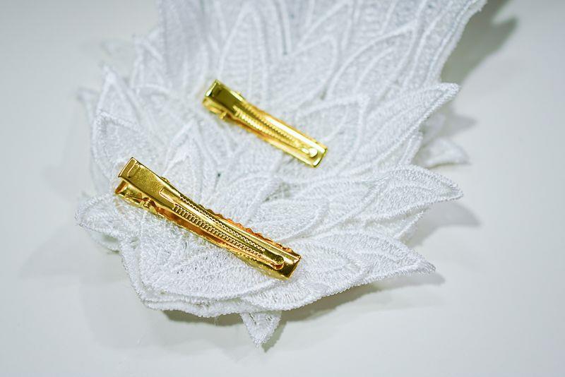 Original Design Angel Wings Lolita Feather Black and White Two-tone Embroidered Hair Clip Styling