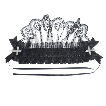 Handmade Dark Lace Bow Veil Hair Clip Lolita Gothic Hair Accessory Girl Mesh Bnt Headband