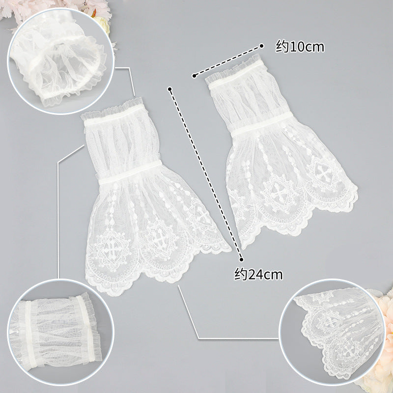 Original Subculture Arm Sleeves - Cross Ode Lolita Lace Trim - Lolita Fetch