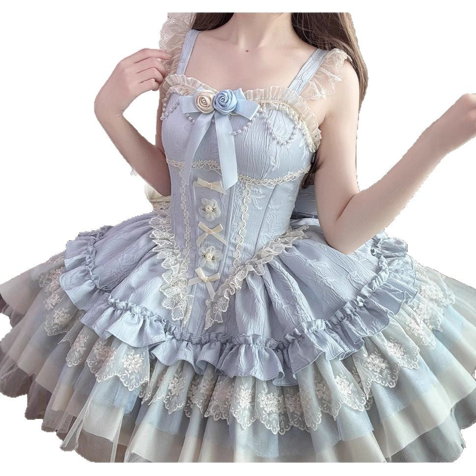 ZhiJinYuan - Floating Light Dream-Summer Sweet Elegant Ballet Short JSK Dress - Lolita Fetch
