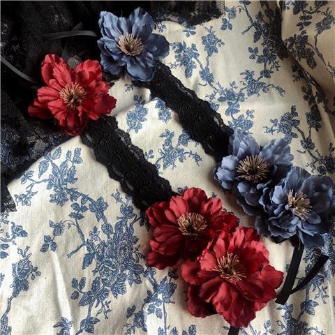 Lolita Handmade Lace Hairband - Gothic Dark Sweet Punk Flower Headwear for Girls