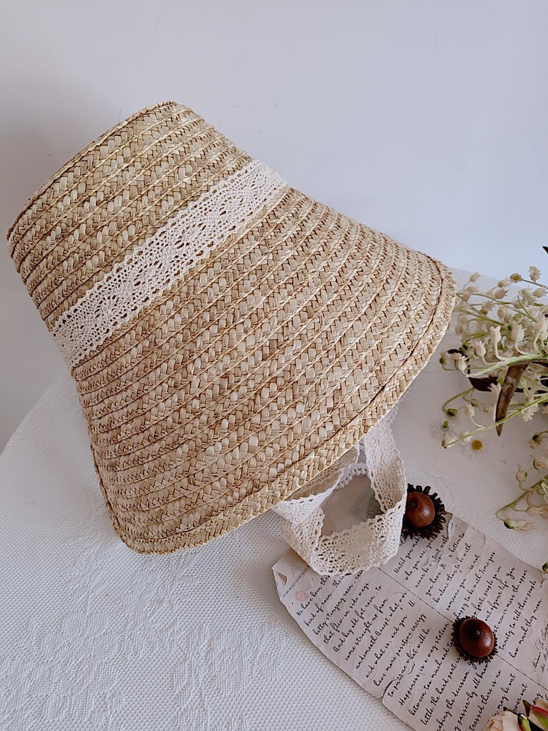French Retro DIY Bonnet Hat Embryo Classical Elegant Tea Party Lolita Sun Protection Windproof Straw Hat