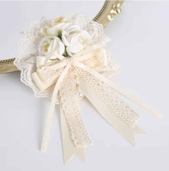 Xiaogui - Sweet Lolita Ivory Lace bow Hair - Accessories Headwear