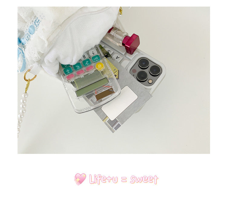 Lop-Eared Bunny Lolita Pearl Chain Doll Bag – 2025 Cute Bow Plush Shoulder Bag