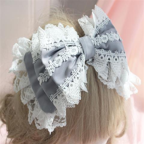 Christmas Lolita Girl Soft Heart KC Headwear Hair Accessories Lolita Lace Three-Layer Bow Hairband