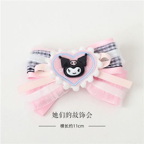 LOLITA Hair Accessories Sweet Bow Hair Clip Cinnamoroll Kuromi Pink Blue Soft Girl Lolita Hair Ornament
