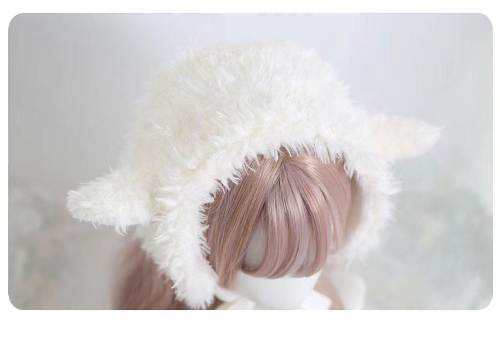 Xiaogui - Kawaii Lolita Earflap Hat Winter - Lolita Earflap Hat Sheep Ear Headwear