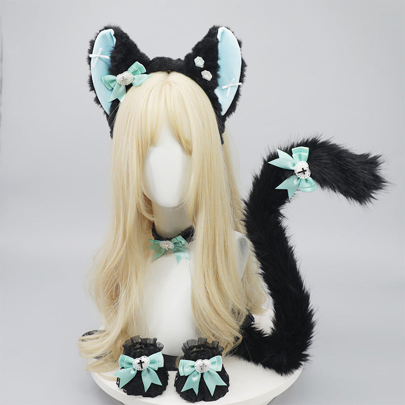 Cosplay Cat Ear Headband Cat Tail Accessories Handmade Cute Cat Girl Beast Ear Hair Accessories Beast Tail Accessories Set