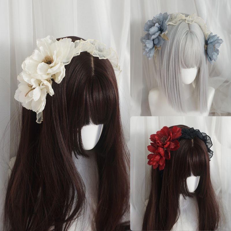 Vintage Elegant Lolita Flower Lolita Headwear Hairband Sweet Cool Gothic Dark Girl Ancient Style Hair Accessories - Lolita Fetch