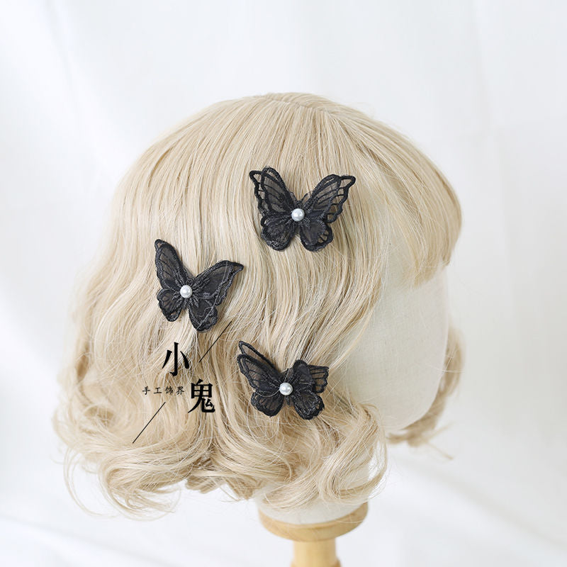 Miss Fula Lolita  Elegant Hairband Lolita Hairband Necklace White Wedding Black Hat