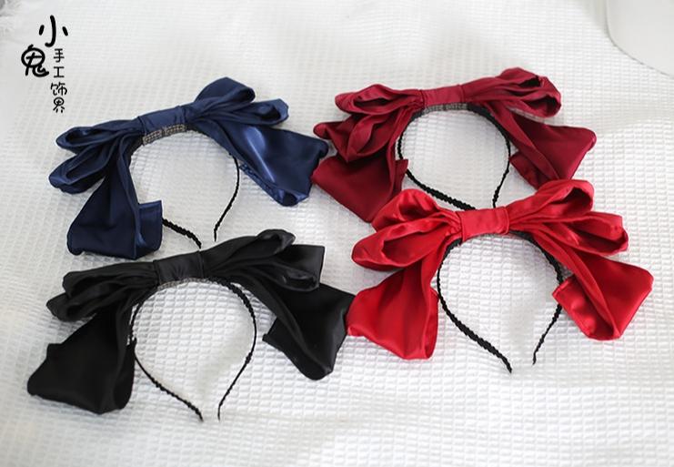 Xiaogui - Satin Doll-like Lolita KC - Layered Bowknot Headwear